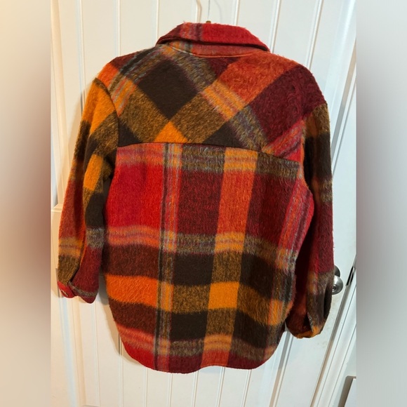 Veveret Orange and Brown Plaid Heavy Shacket - Picture 5 of 5